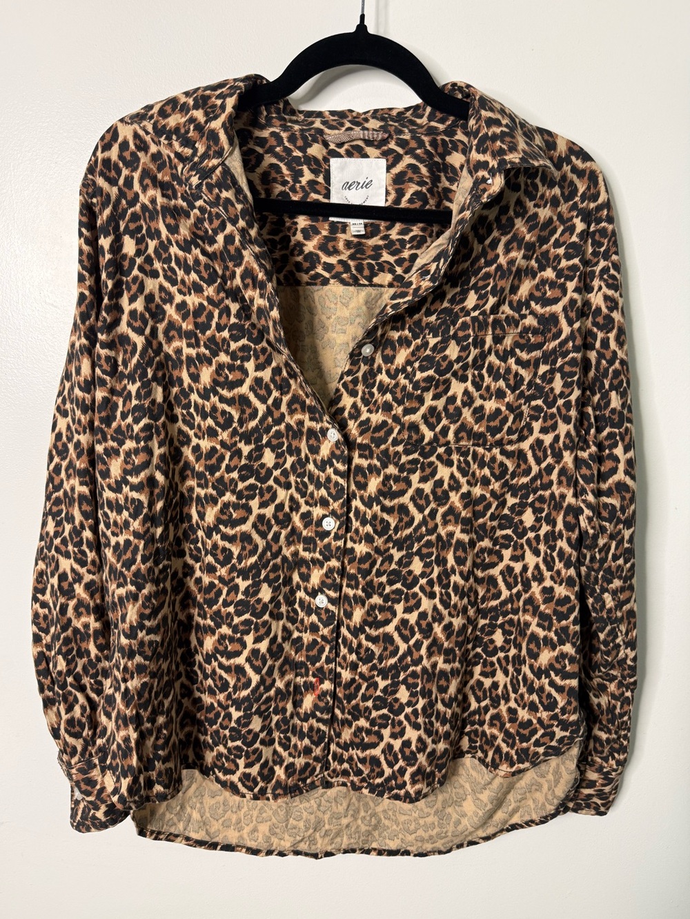 Aerie Leopard Print Button Down Shirt Animal Print Blouse Y2K